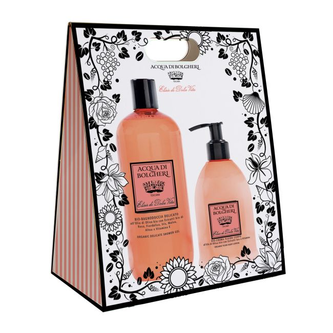 Acqua di Bolgheri Elisir di Dolce Vita Cofanetto Bag Bio Bagnodoccia delicato all'olio di oliva Bio + Bio Crema Fluida Corpo all'olio di oliva bio