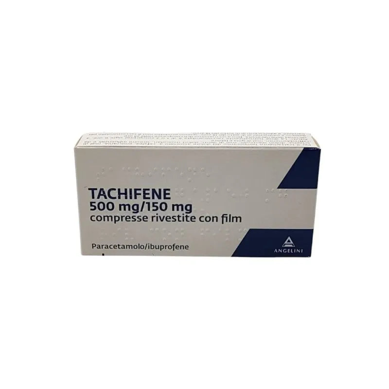 in vendita online su www.tuttofarma.it Tachifene Paracetamolo e Ibuprofene per Febbre e Dolori 500mg+150mg 16 Compresse