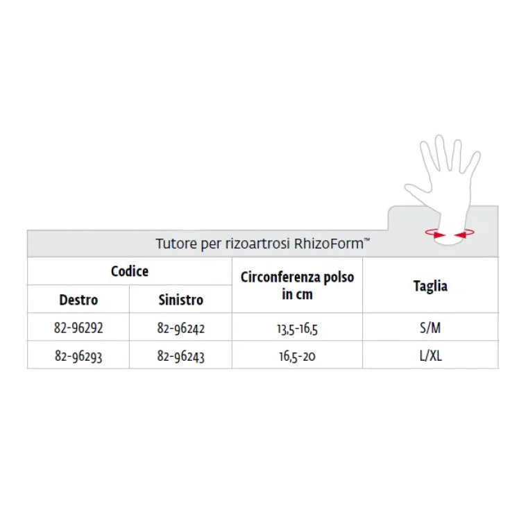 Rhizoform Tutore Per Rizoartrosi Sinistro Small/Medium