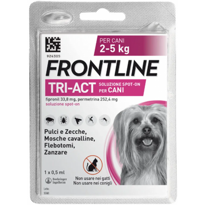 FRONTLINE TRI-ACT*spot-on soluz 1 pipetta 0,5 ml 33,38 mg +252,4 mg cani da 2 a 5 kg