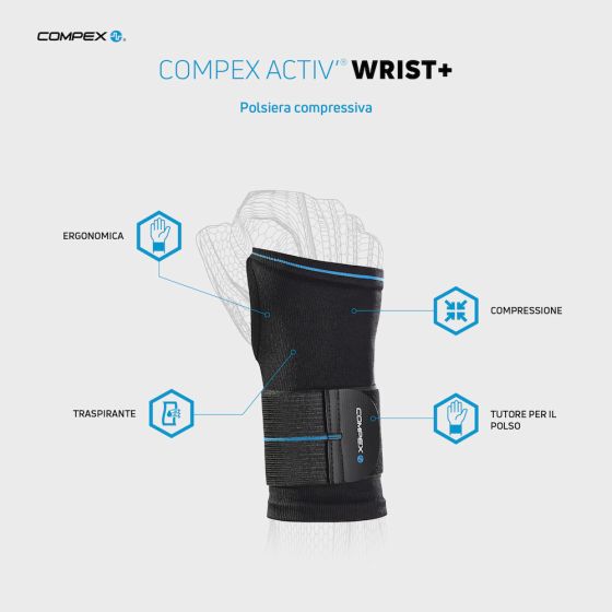 COMPEX ACTIV' WRIST+ XL Polsiera compressiva con apertura per il pollice - COMPEX ACTIV' WRIST+ XL Polsiera compressiva con apertura per il pollice