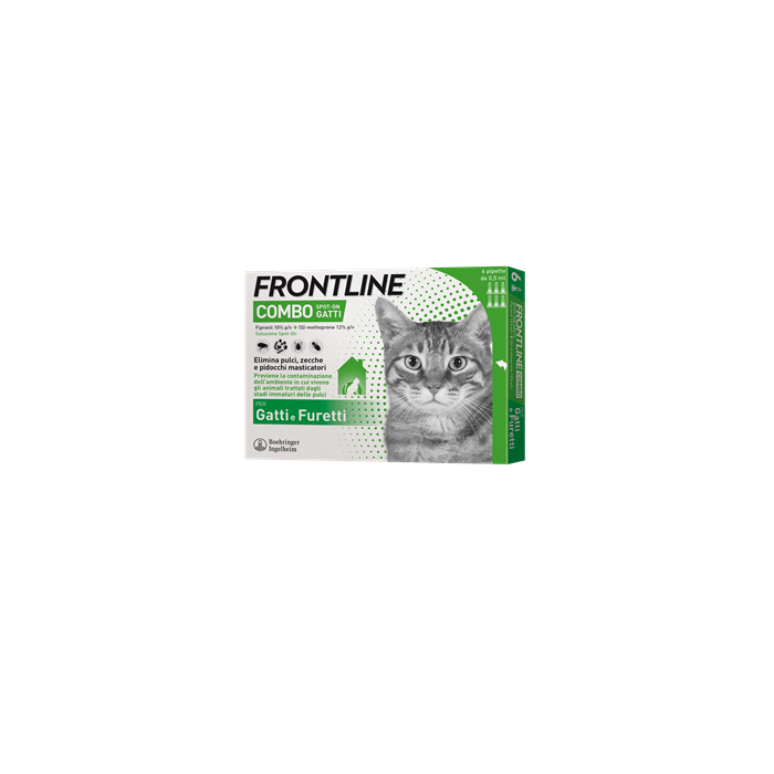 Frontline Combo Spot-On Gatti Soluz 6 Pipette 0,5 Ml 50 Mg +60 Mg Gatti E Furetti