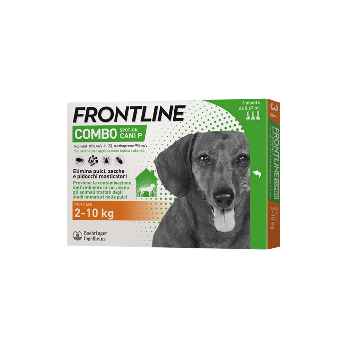 Frontline Combo Spot-On Cani P Soluz 3 Pipette 0,67 Ml 67 Mg+ 60,3 Mg Cani Da 2 A 10 Kg