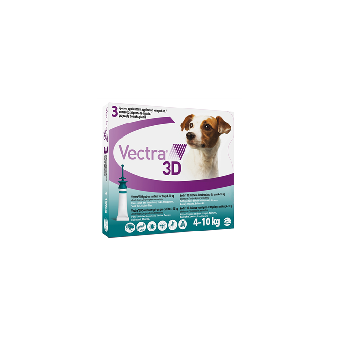 Vectra 3D Spot-On Soluz 3 Pipette 1,6 Ml 87 Mg + 7,7 Mg + 635 Mg Cani Da 4 A 10 Kg, Tappo Verde