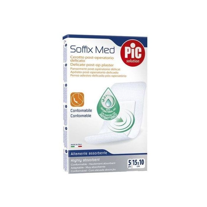 Cerotto Pic Soffix Med In Tnt Con Tampone Centrale Assorbente Sterile Monouso 10X15 Cm Antibatterico 5 Pezzi