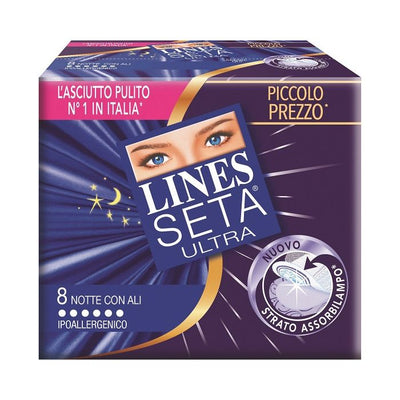 Lines Seta Ultra Assorbenti Con Ali Notte 10 Pezzi