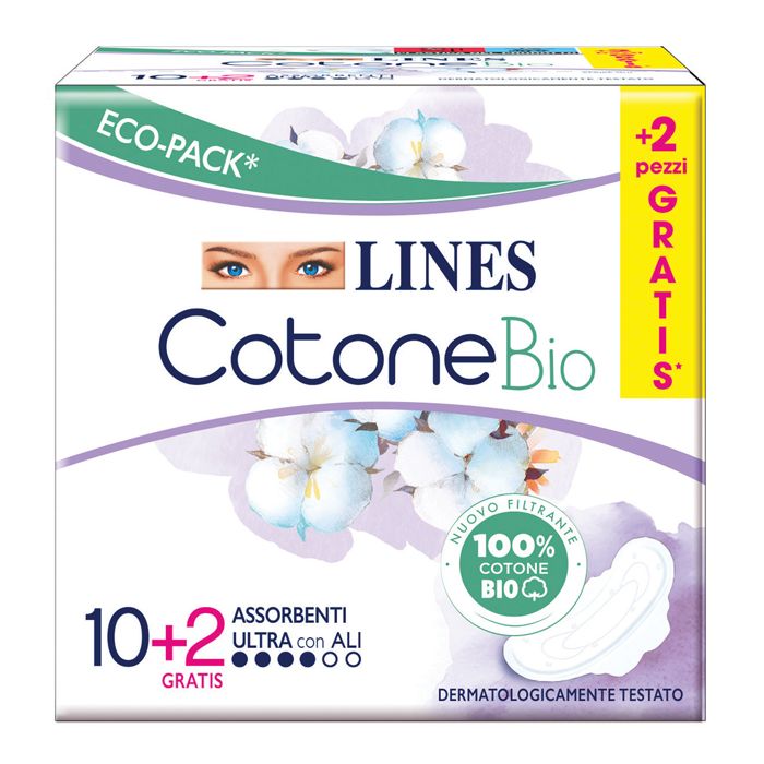 Lines Cotone Bio Ultra Ali 10+2 Pezzi - Lines Cotone Bio Ultra Ali 10+2 Pezzi