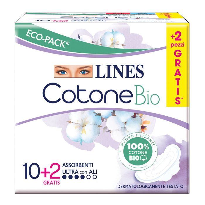 Lines Cotone Bio Ultra Ali 10+2 Pezzi