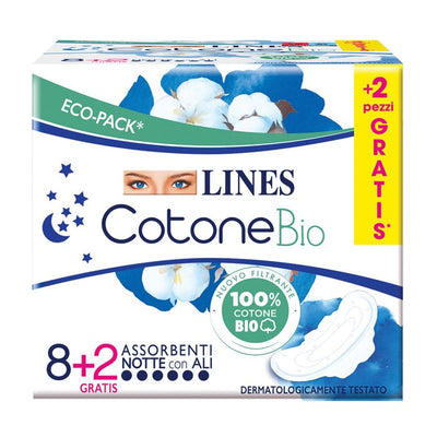 Lines Cotone Bio Ultra Notte 8+2 Pezzi