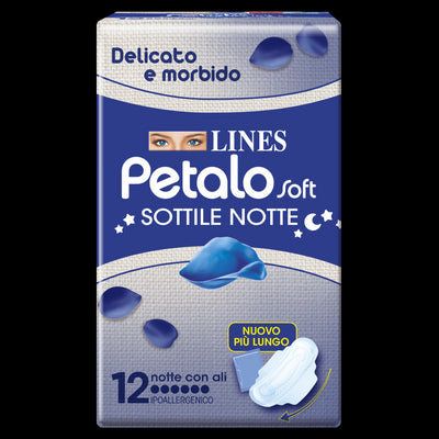 Lines Petalo Soft Sottile Notte Con Ali Ipoallergenico 12 Pezzi