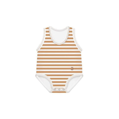 J Bimbi Body 0-36M Bio Cotton Summer Righe Caramello-Bianco