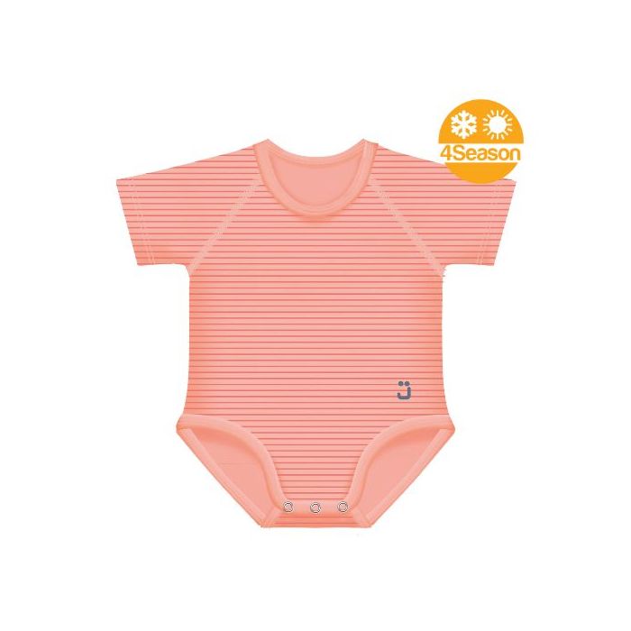 J Bimbi Body 0-36M Bio Cotton 4Season Righe Corallo - J Bimbi Body 0-36M Bio Cotton 4Season Righe Corallo