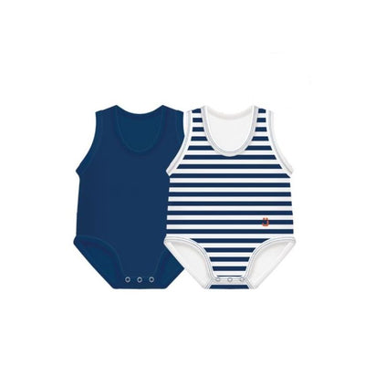 J Bimbi Body 0-36M Bio Cotton Summer 2-Pack Blu Scuro