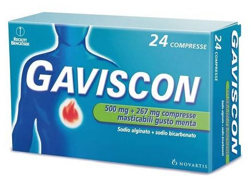 Gaviscon 24 Compresse Gusto Menta 500+267mg