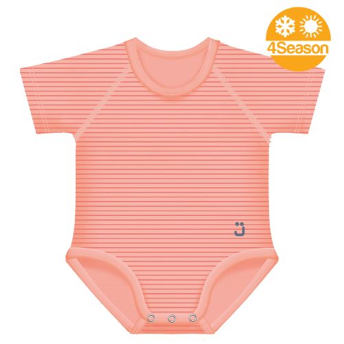 J Bimbi Body 0-36M Bio Cotton 4Season Righe Corallo - J Bimbi Body 0-36M Bio Cotton 4Season Righe Corallo