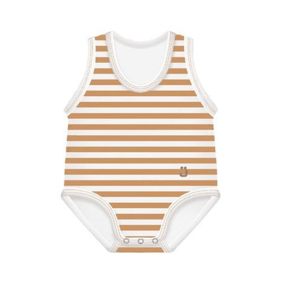 J Bimbi Body 0-36M Bio Cotton Summer Righe Caramello-Bianco