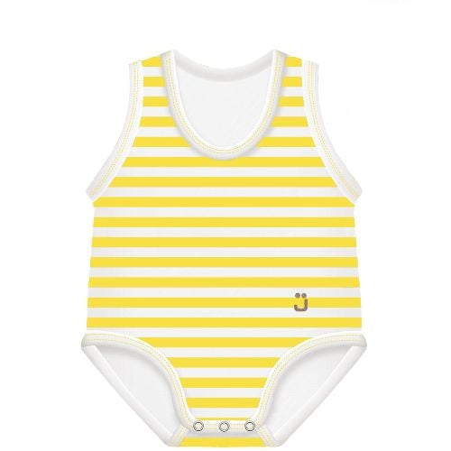 J Bimbi Body 0-36M Bio Cotton Summer Righe Giallo-Bianco