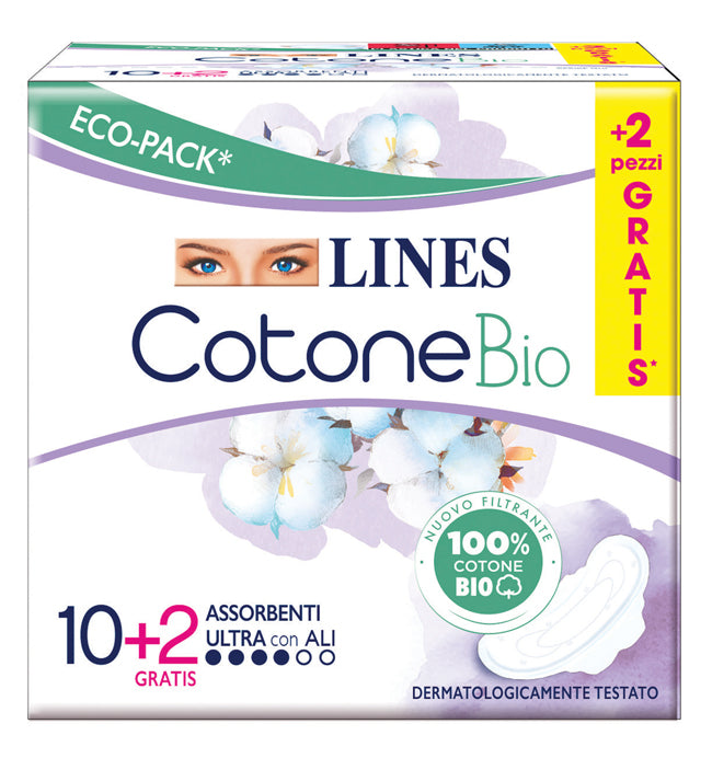 Lines Cotone Bio Ultra Ali 10+2 Pezzi - Lines Cotone Bio Ultra Ali 10+2 Pezzi