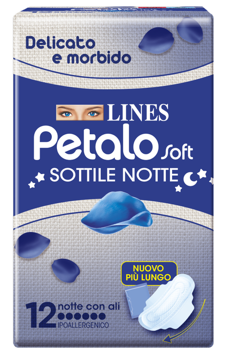 Lines Petalo Soft Sottile Notte Con Ali Ipoallergenico 12 Pezzi - Lines Petalo Soft Sottile Notte Con Ali Ipoallergenico 12 Pezzi