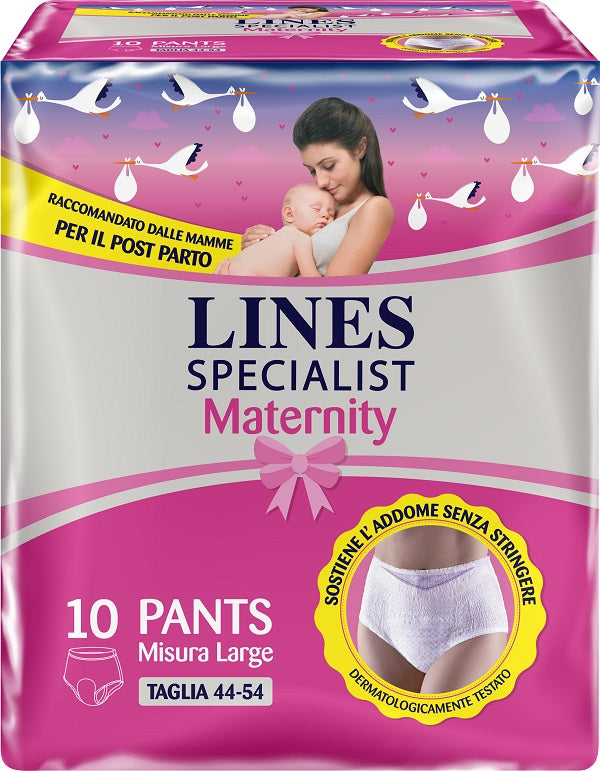 Lines Specialist Maternity Mutandina Assorbente Per Perditepost Parto Misura Large 10 Pezzi - Lines Specialist Maternity Mutandina Assorbente Per Perditepost Parto Misura Large 10 Pezzi