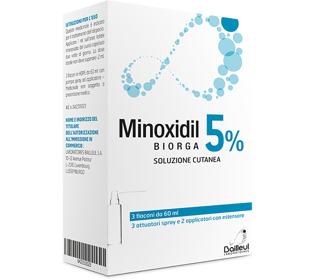 Minoxidil Biorga 5% Soluzione Cutanea 3x60ml - Minoxidil Biorga 5% Soluzione Cutanea 3x60ml