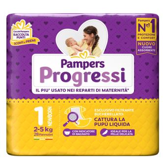 Pampers Progressi Pannolini Newborn 28 pz Taglia 1