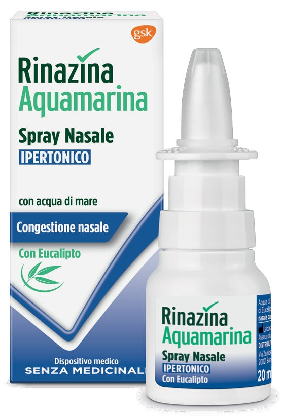 Rinazina Aquamarina Spray Nasale Ipertonico Con Eucalipto 20Ml - Rinazina Aquamarina Spray Nasale Ipertonico Con Eucalipto 20Ml