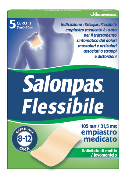 SALONPAS FLESSIBILE, 105 MG/31,5 MG, EMPIASTRO MEDICATO SALICILATO DIMETILE / LEVOMENTOLO