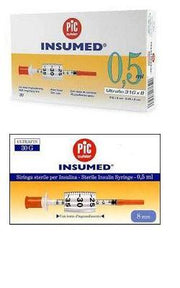 Siringa Per Insulina Pic Insumed 0,5 Ml 100 Ui Ago Gauge 30Lunghezza 8 Mm Senza Spazio Morto 3 Sacchetti Da 10 Pezzi