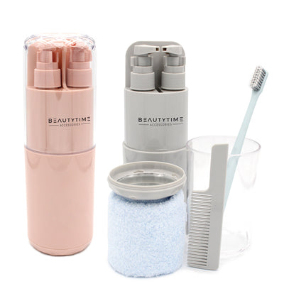 Travel Set 2 Dispenser Da 50Ml + Pettine + Spazzolino Denti+ Specchietto + Salviettina In Microfibra 30X35 + Tazza